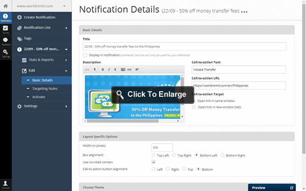Add details to notification Layout with unique themes in WebEngage