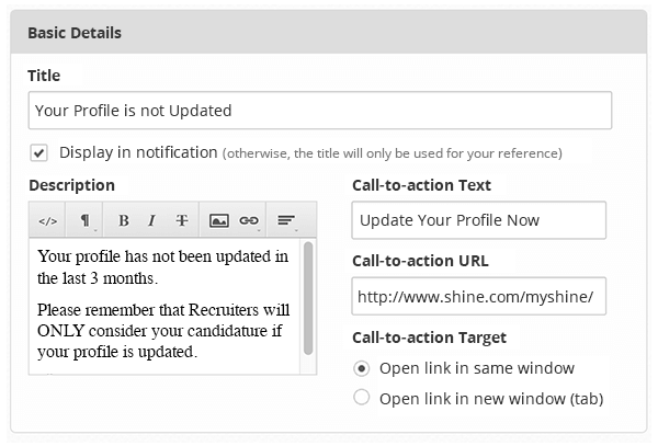 Create Notification WebEngage