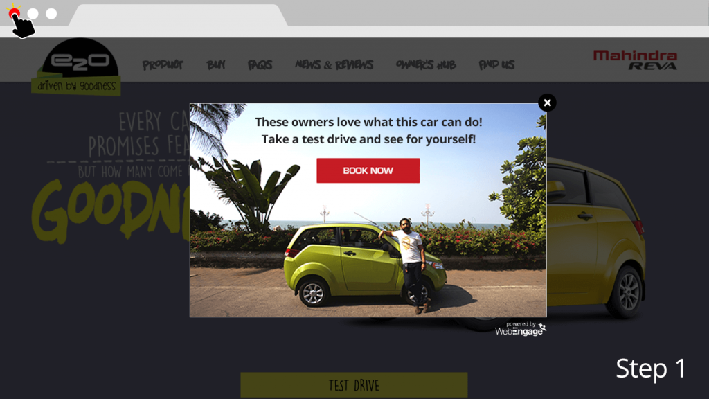 increase leads for car test drives Mahindra Reva - test drive notification message example