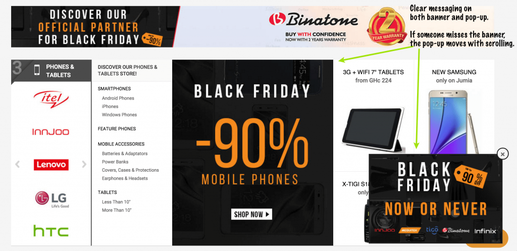 Website Intercept Example for Black Friday Sale | WebEngage