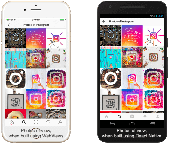 UI and UX of viewing photos on Instagram's iOS app - A comparison before and after shifting to React Native