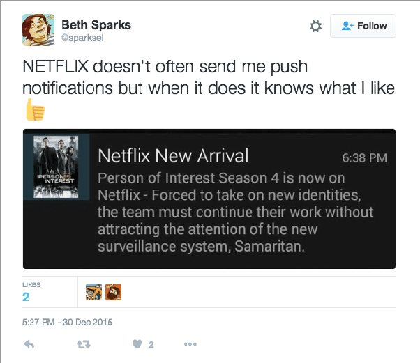 Netflix sends push notifications to get feedback on their content