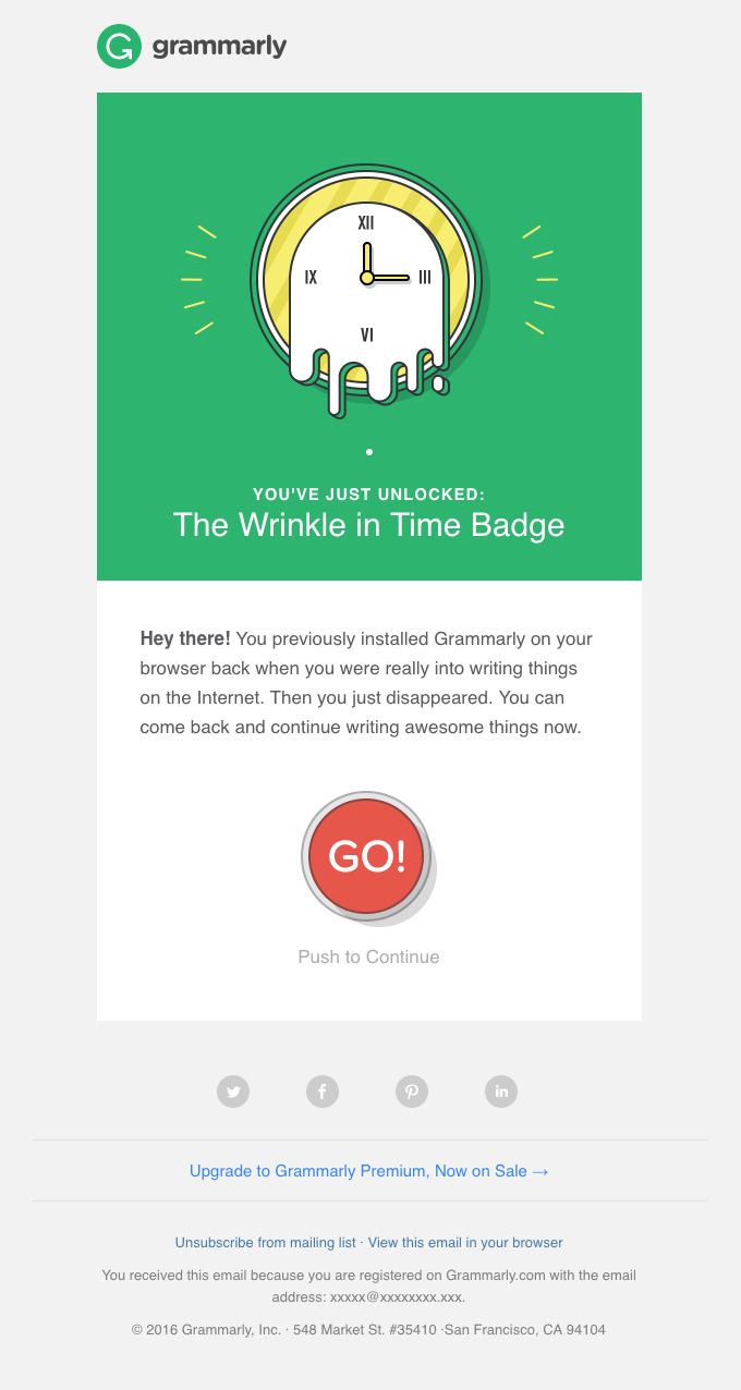 Grammarly's win-back email