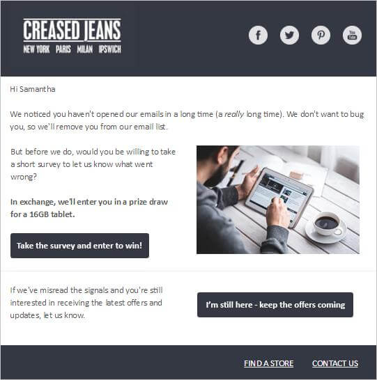 Creased Jeans email example