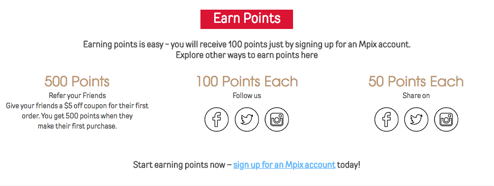 Mpix Earn Reward Points Example