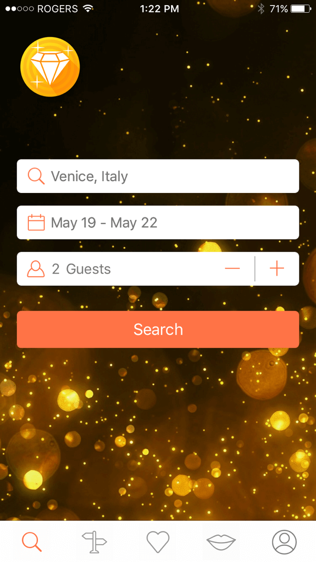 Hostelworld app on-boarding search