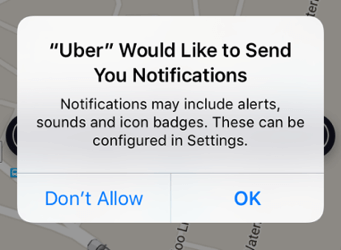 uber push notification for on-boarding customers