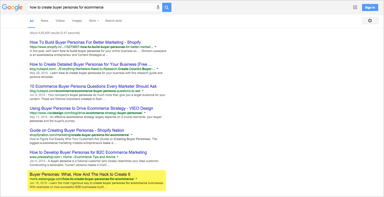 webengage monk ranking on google search
