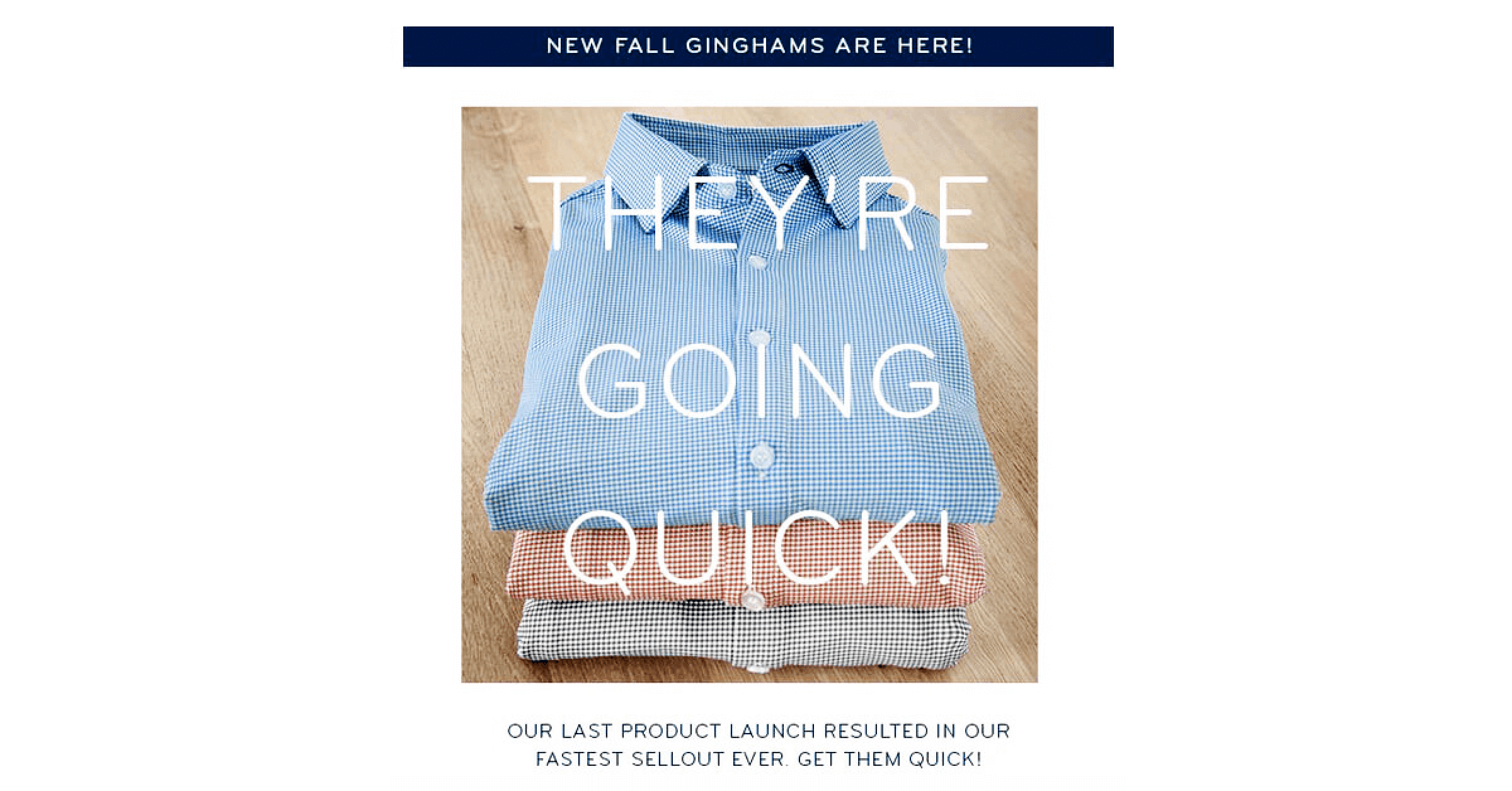 Using scarcity principle in automated email by Mizzen+Main