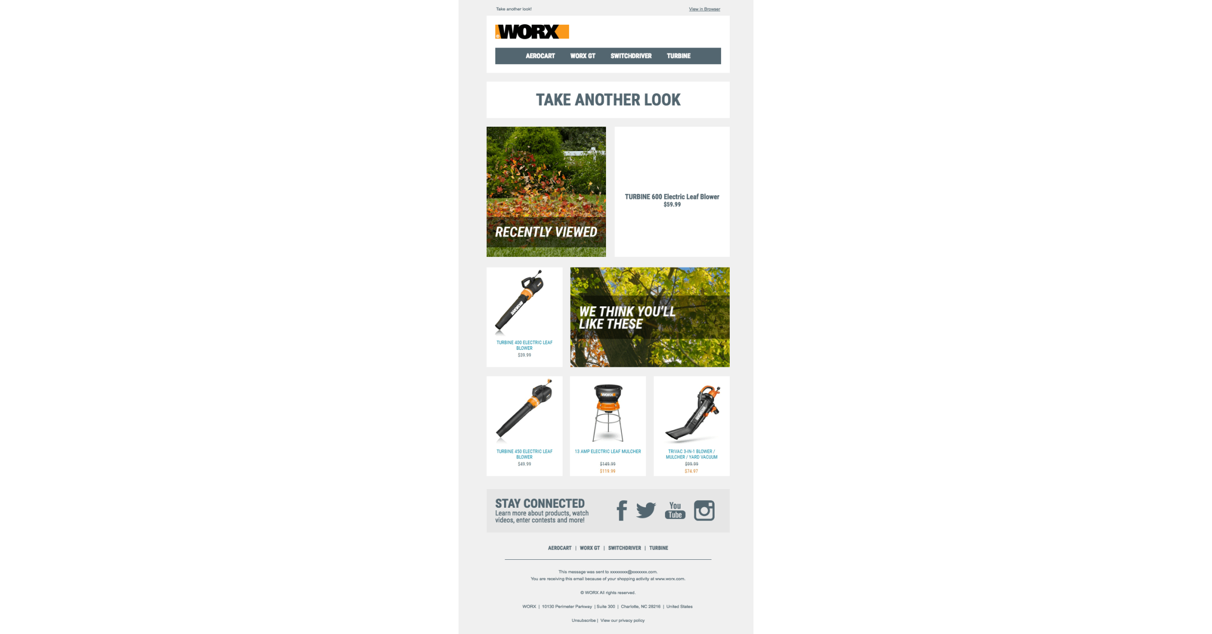 Product recommendations via automated email by Worx