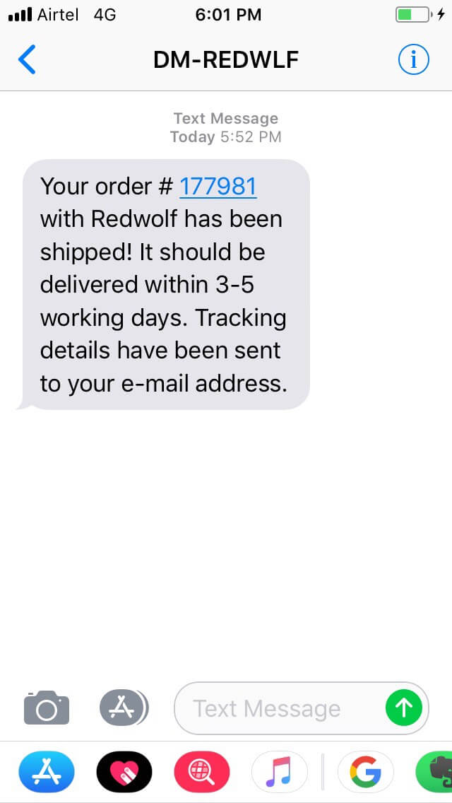 Redwolf using cross channels to inform customers about there orders