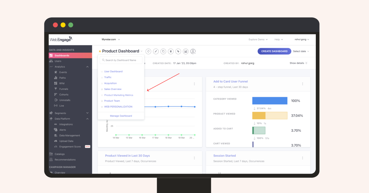 Quick Switch dropdown