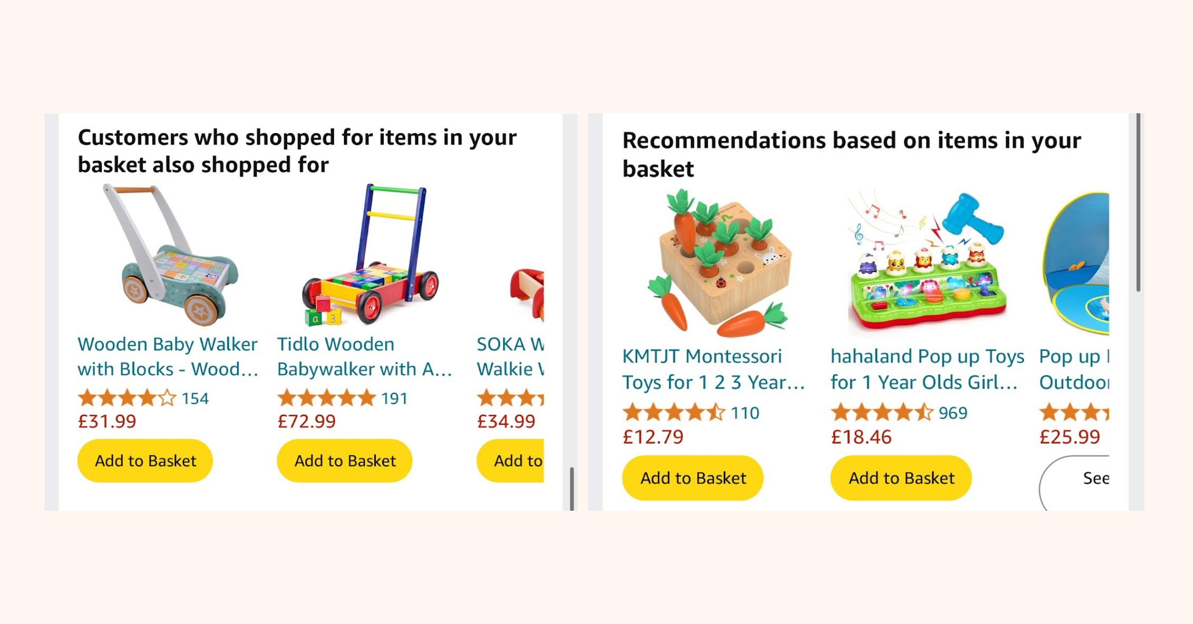 example of cart-personalized recommendations