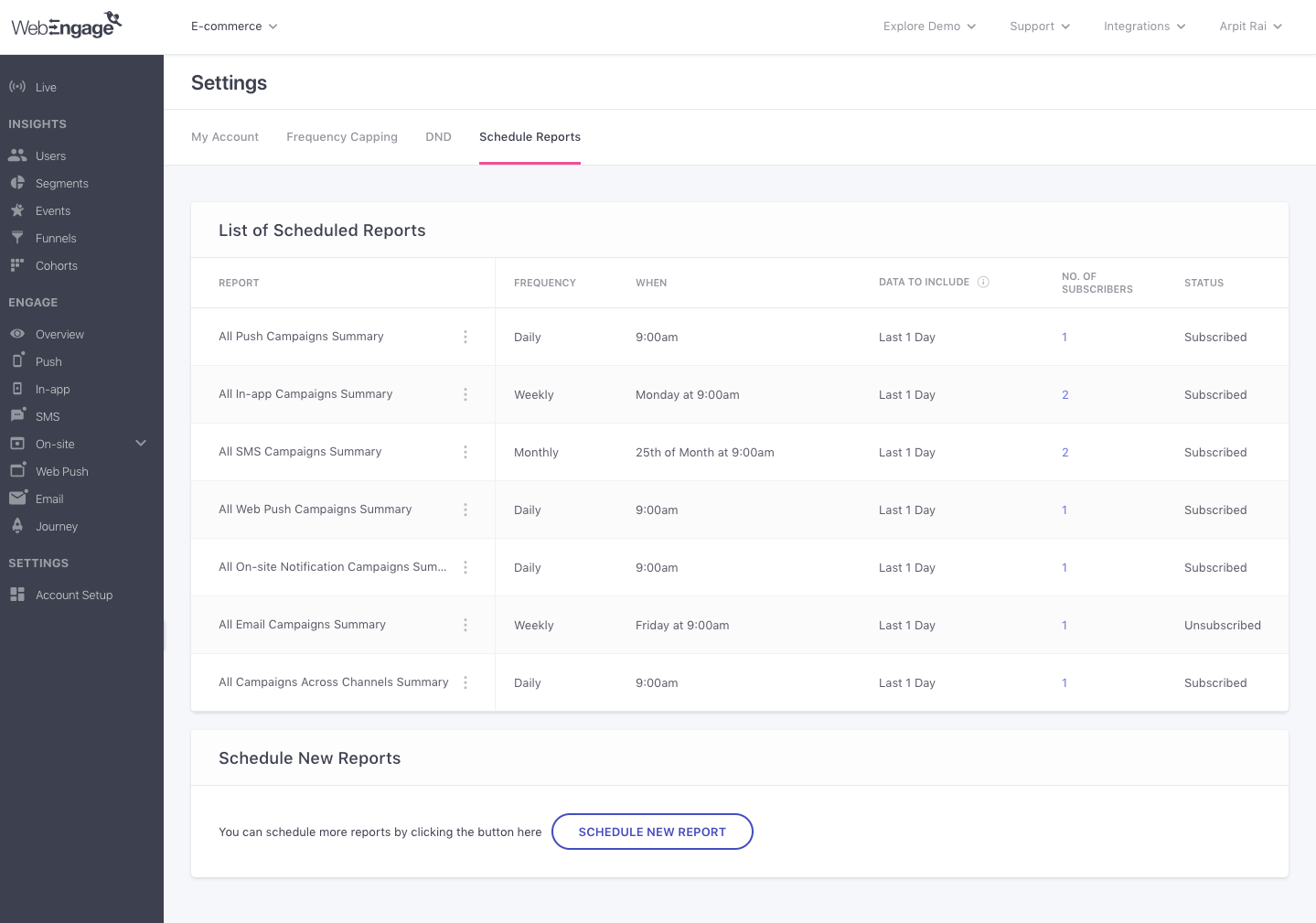 Schedule Campaign Reports with WebEngage