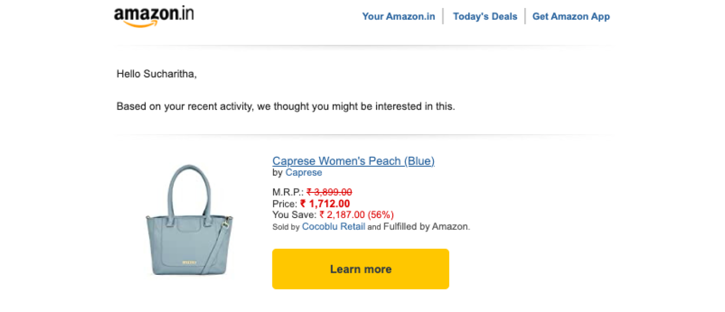 Ecommerce email engagement | Amazon