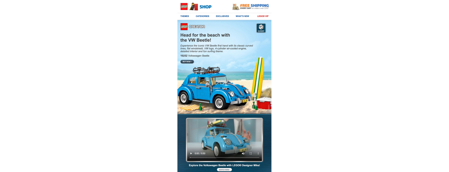 ecommerce email engagement | screenshot Lego