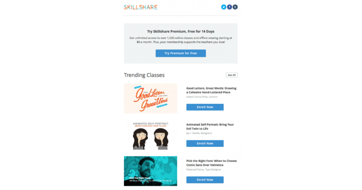Skillshare emails