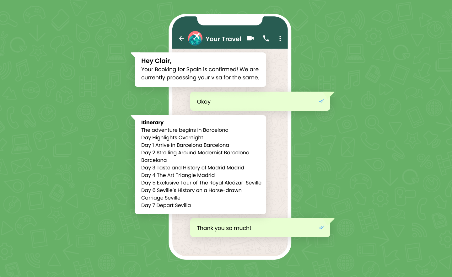 Booking Confirmation and Itinerary for whatsapp